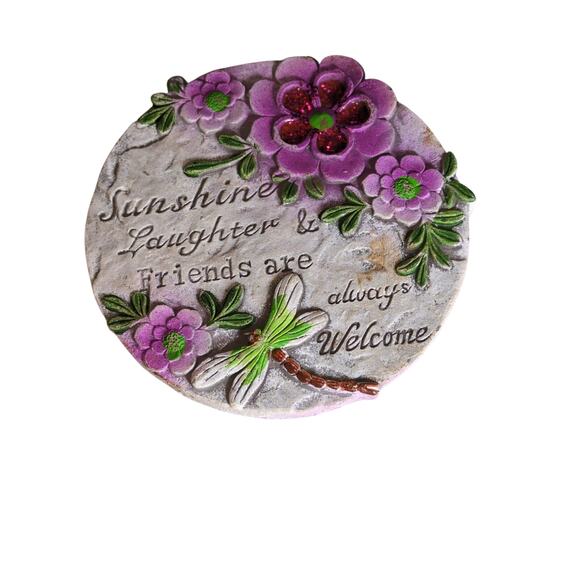 Unbranded Other - Decorative Glitter Gel Cement Garden Stepping Stone Floral with Saying 6" New
